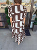 Brown and White Midi Dress