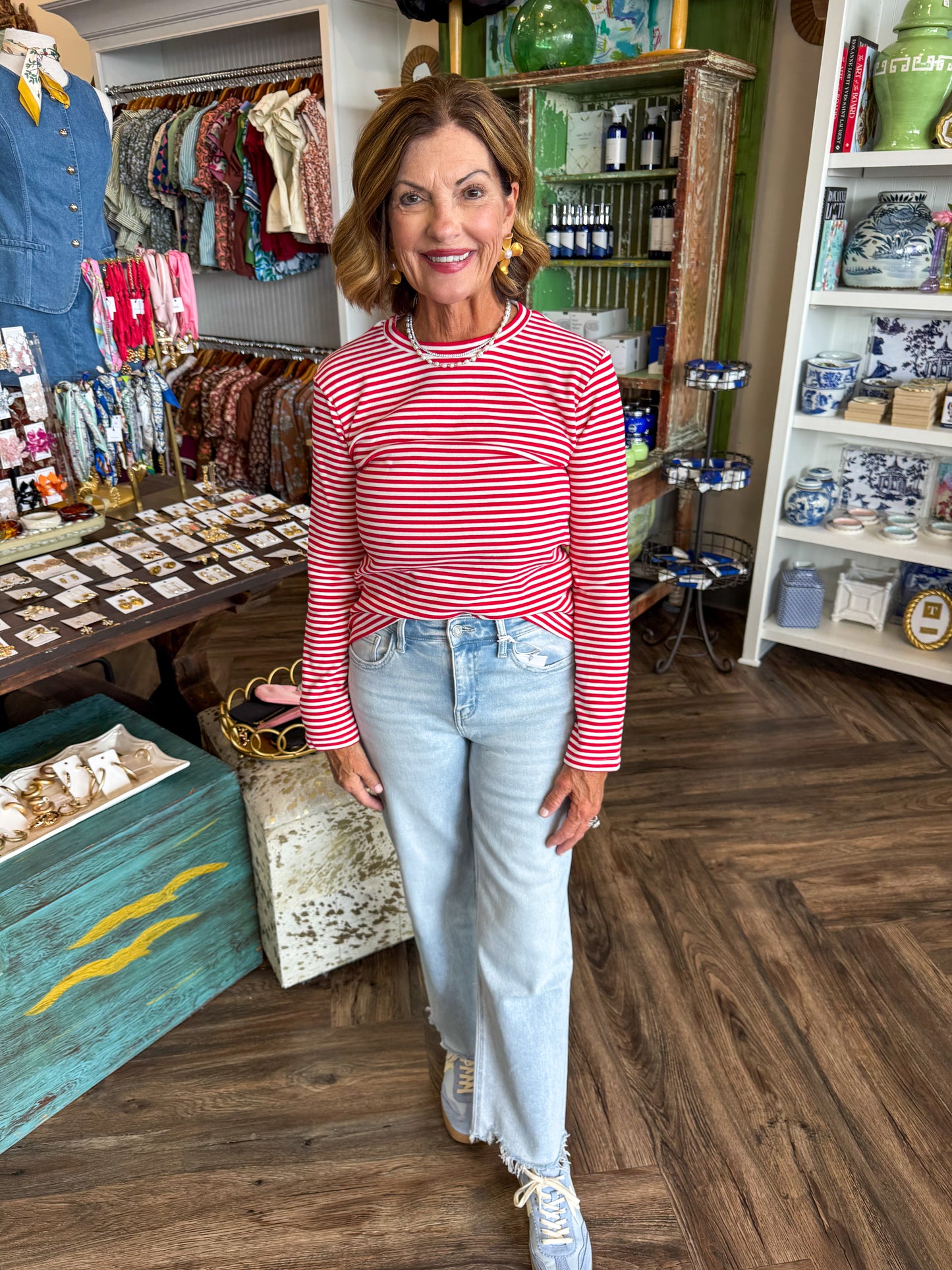 Lillie Striped Long Sleeve: Red