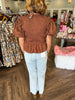 Smocked Two Way Top: Brown