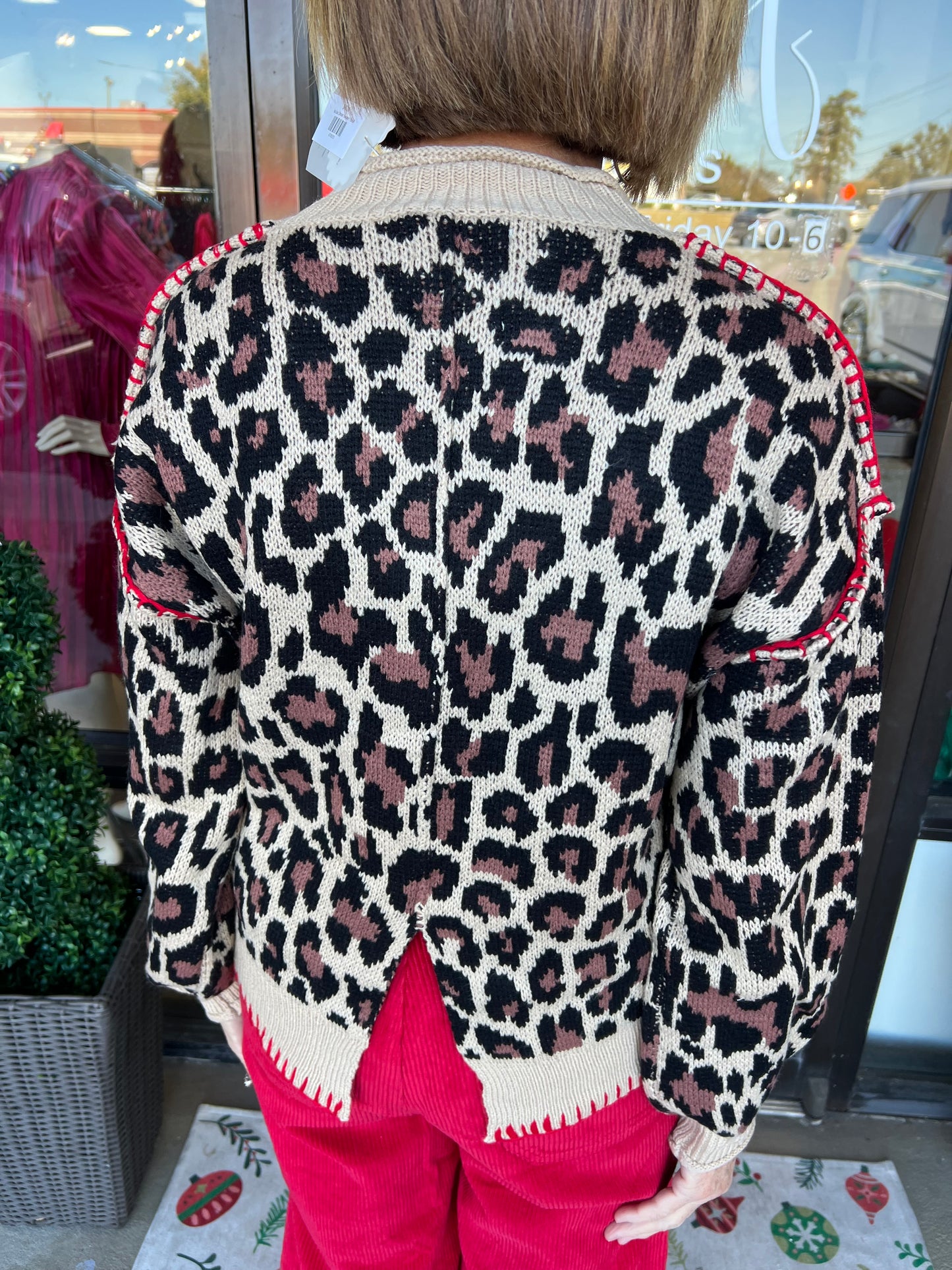 Red Band Cheetah Sweater