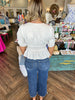 Scalloped V-Neck Peplum Top