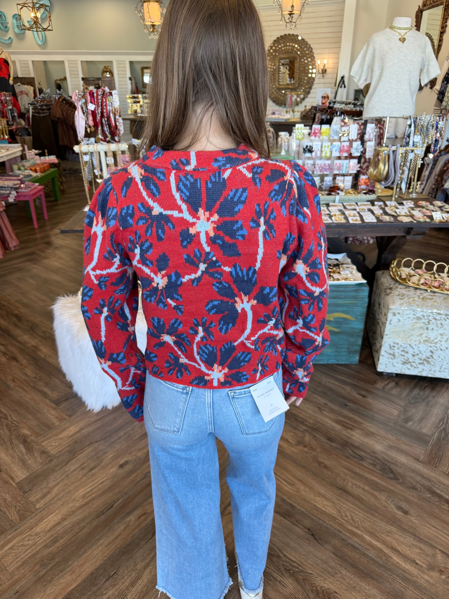 Red Navy Design Sweater