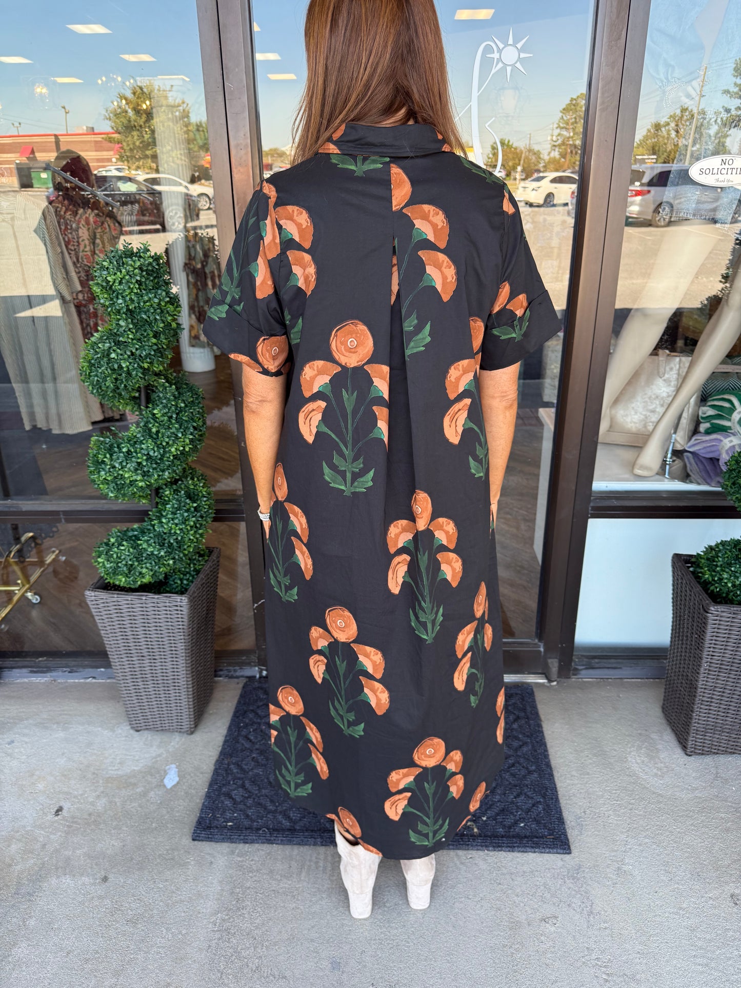 Camel Petal Midi Dress