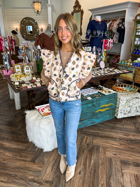 Groovy Floral Quilted Vest
