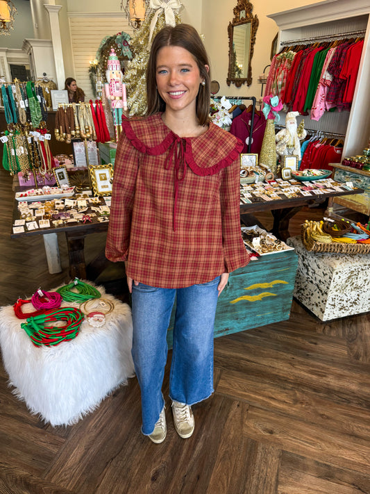 Plaid Rust Top