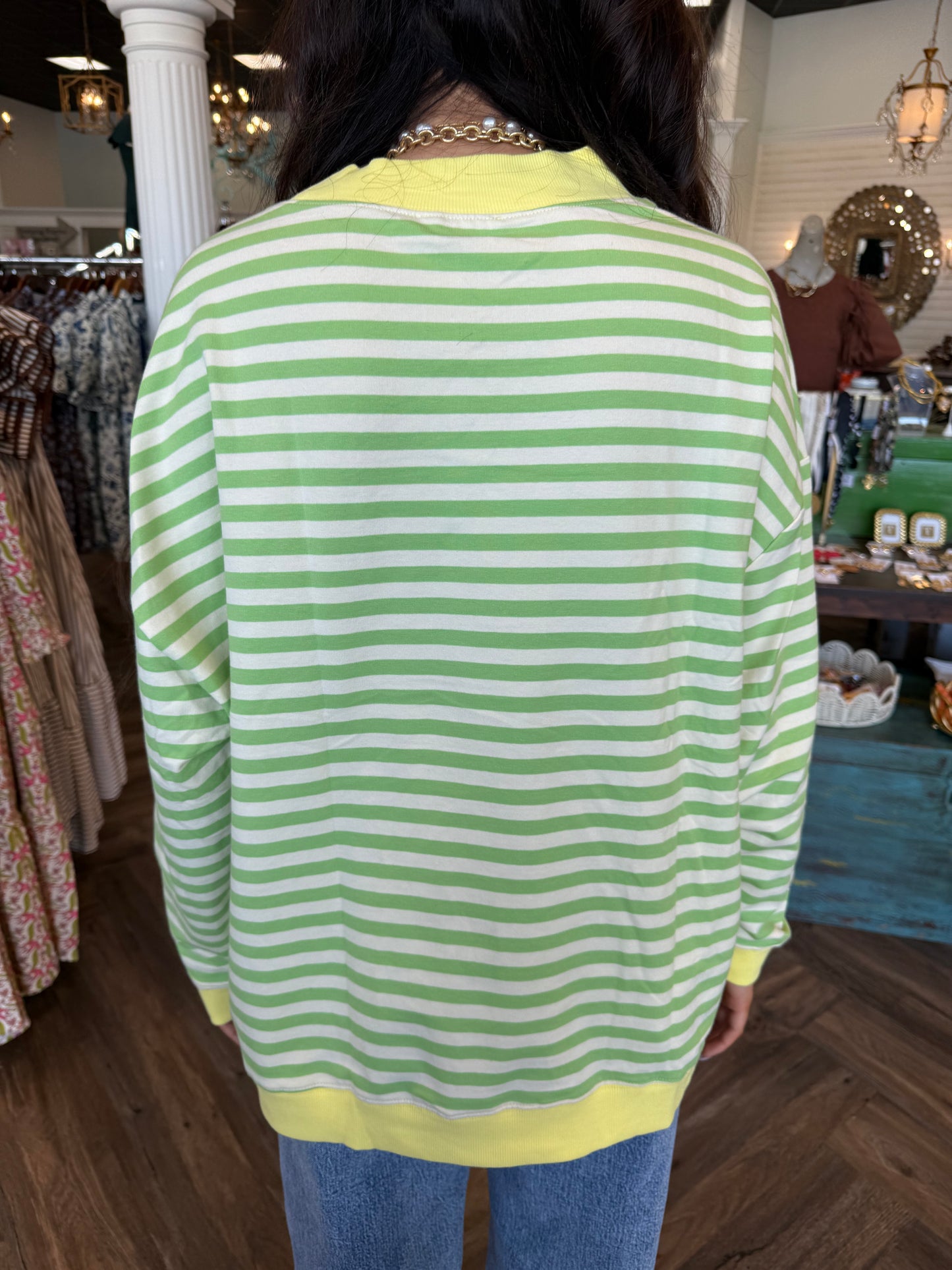 Striped Comfy Crew Green Top