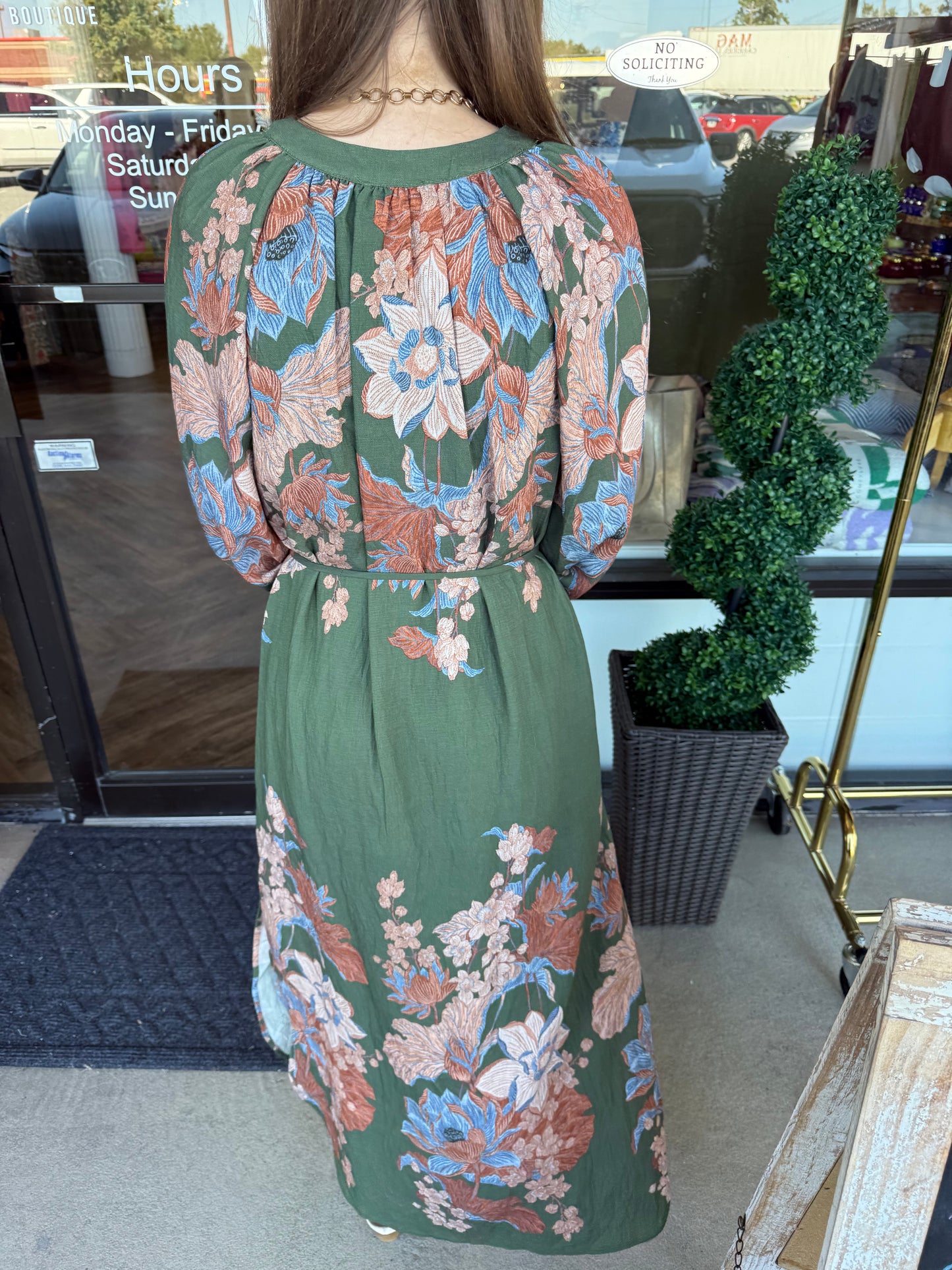 Olive Fall Dream Midi Dress