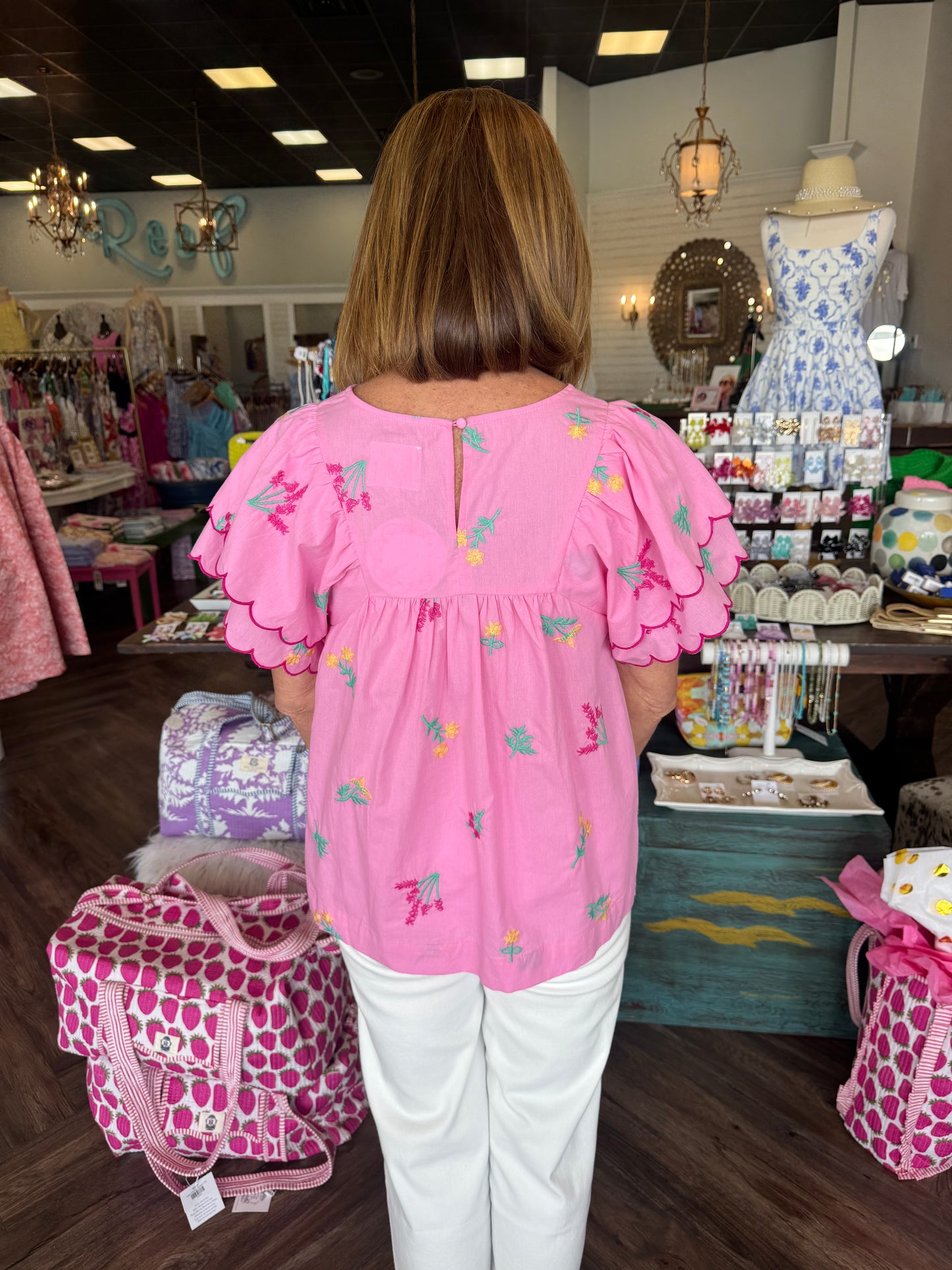 Candy Pink Embroidered Top