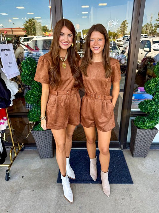 Camel Suede Romper
