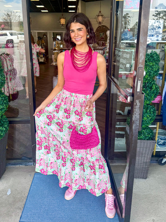 Mary Square Nessa Skirt: Petal Perfect Pink