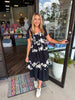 Floral Applique Tiered Midi Dress