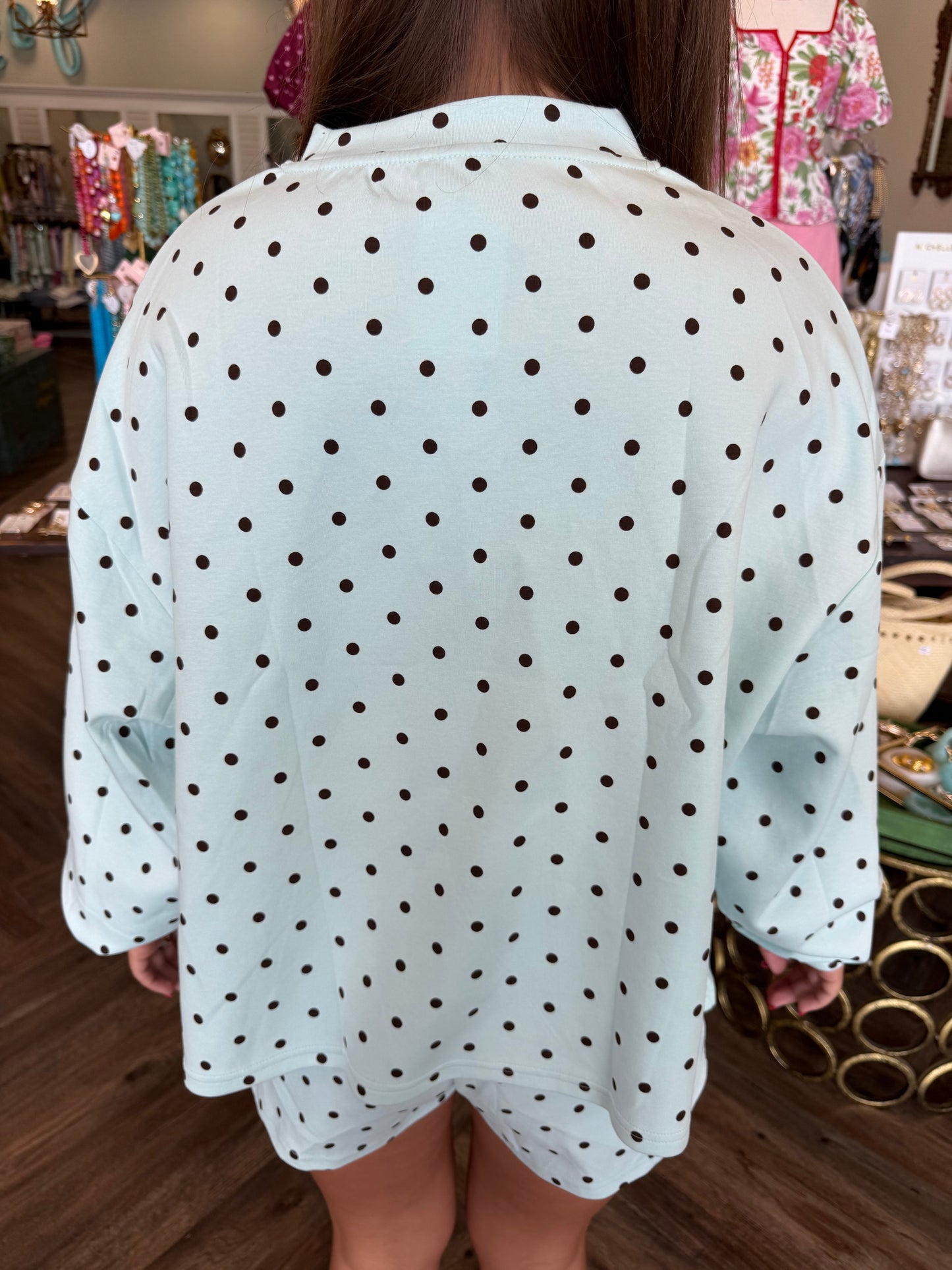 Blue And Brown Polka Dot Set