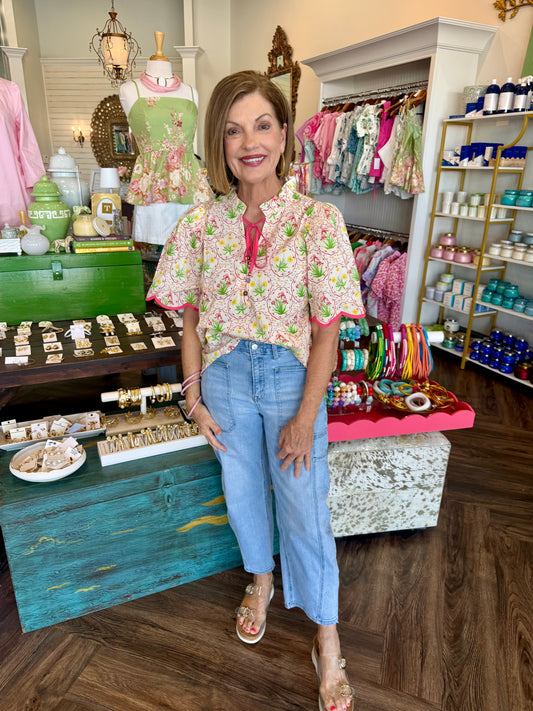 Poppy Pink Tie Top