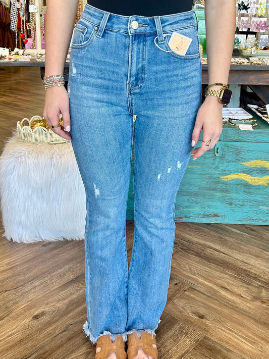 Risen Jeans: Light Frayed Hem