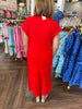 Scuba Stitch Midi Dress: Red