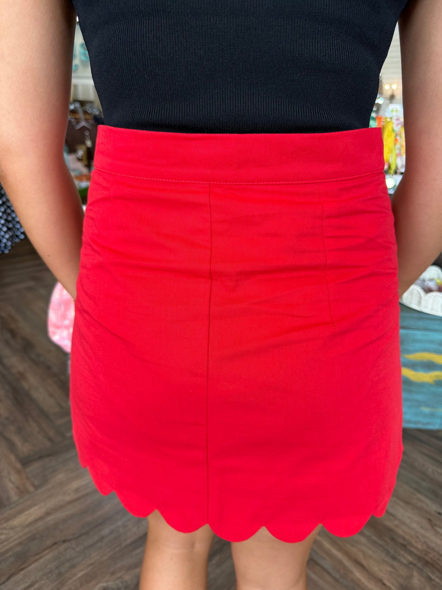 Scalloped Skirt: Red
