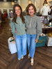 Gingham Smocked Zipper Top: Hunter Green