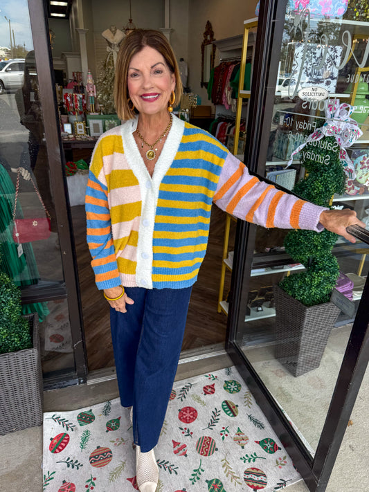 Asymmetrical Stripe Cardigan