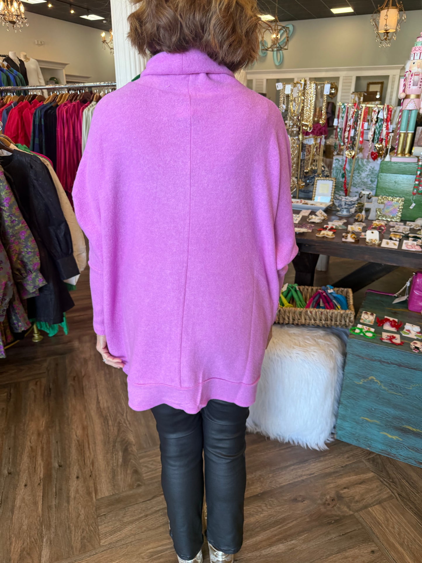 Oversized Turtleneck Sweater: Pink