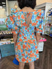 Blue and Orange Flower Dress