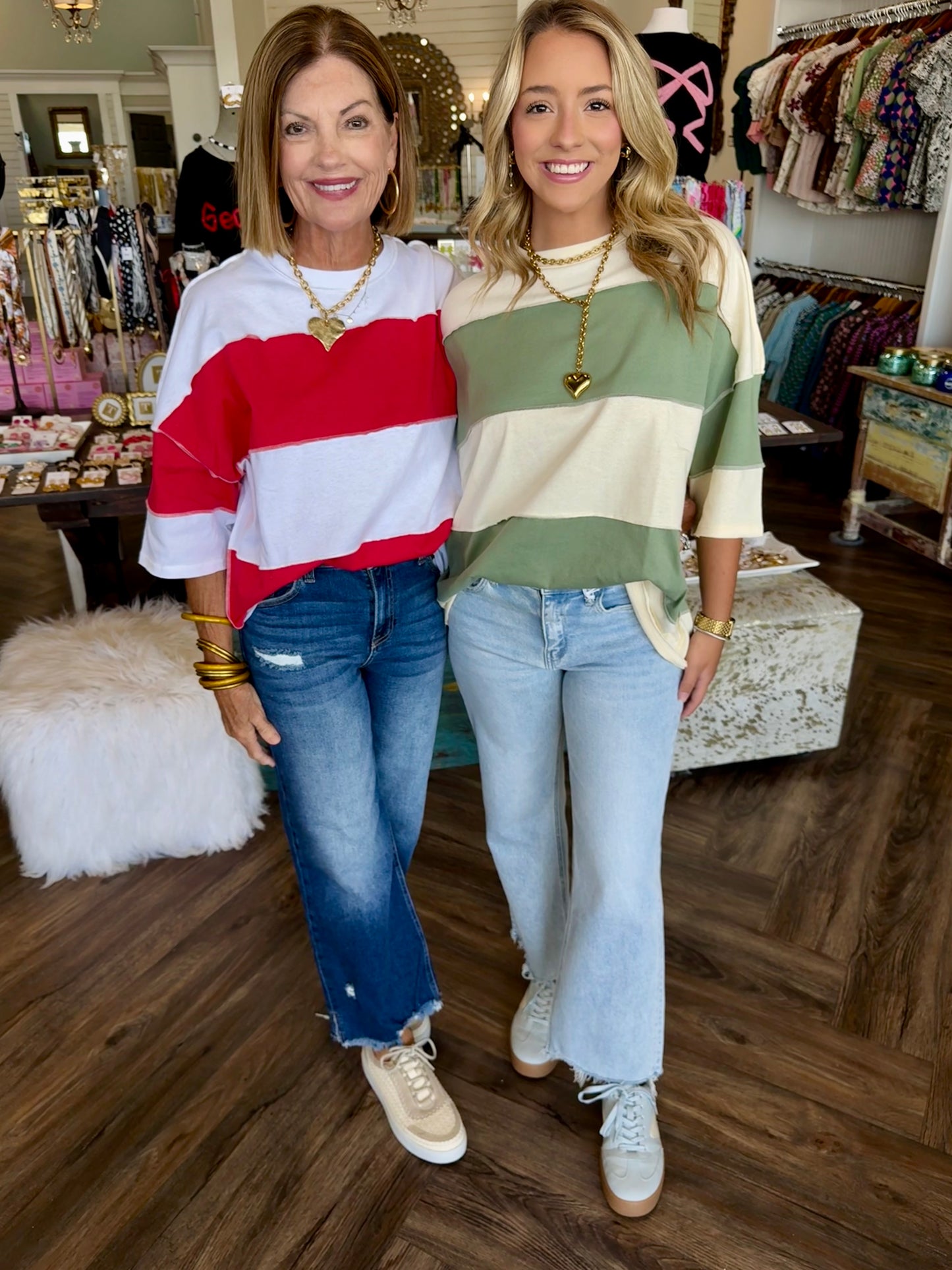 Polly Colorblock Top: Cherry