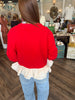 Ruffle Sweatshirt Top: Red