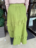 Olive Ruffle Midi Skirt