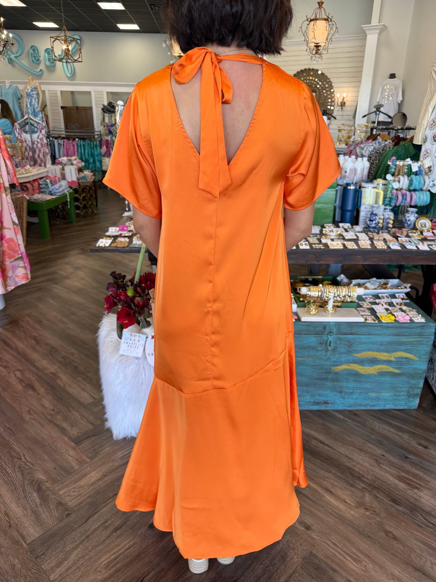 Sassy Satin Dress: Orange