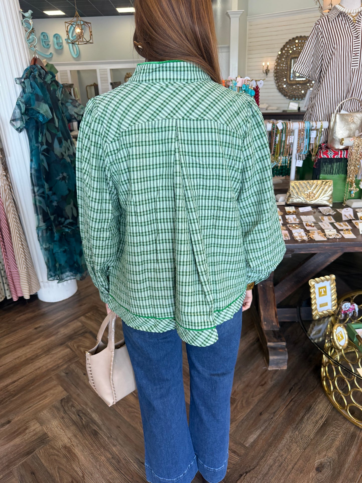 Green Plaid Top