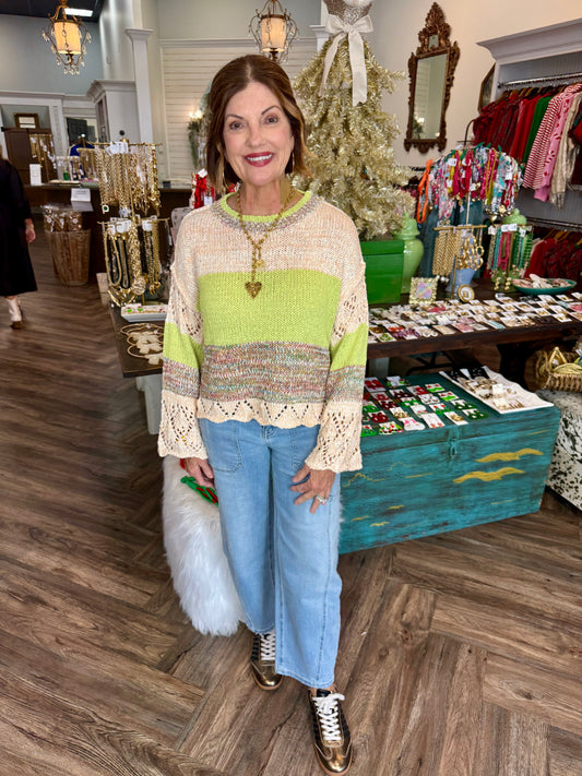 Lime striped sweater