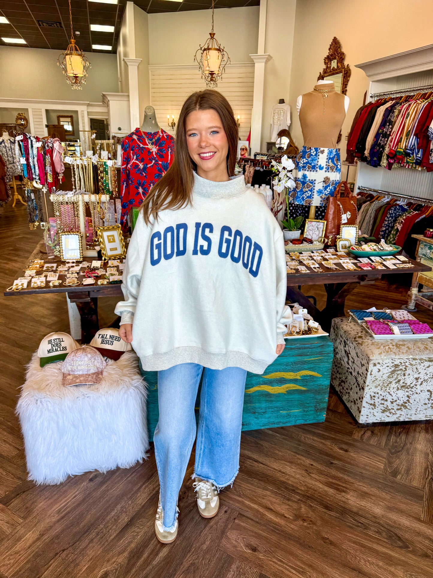 JESUS/GOD IS GOOD Reversible Mockneck