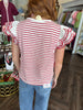 Detailed Sleeve Striped Top