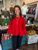 Cable Knit Sweater: Red