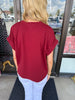 Elastic Sleeve Top: Maroon