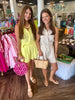 Belted Linen Romper: Banana