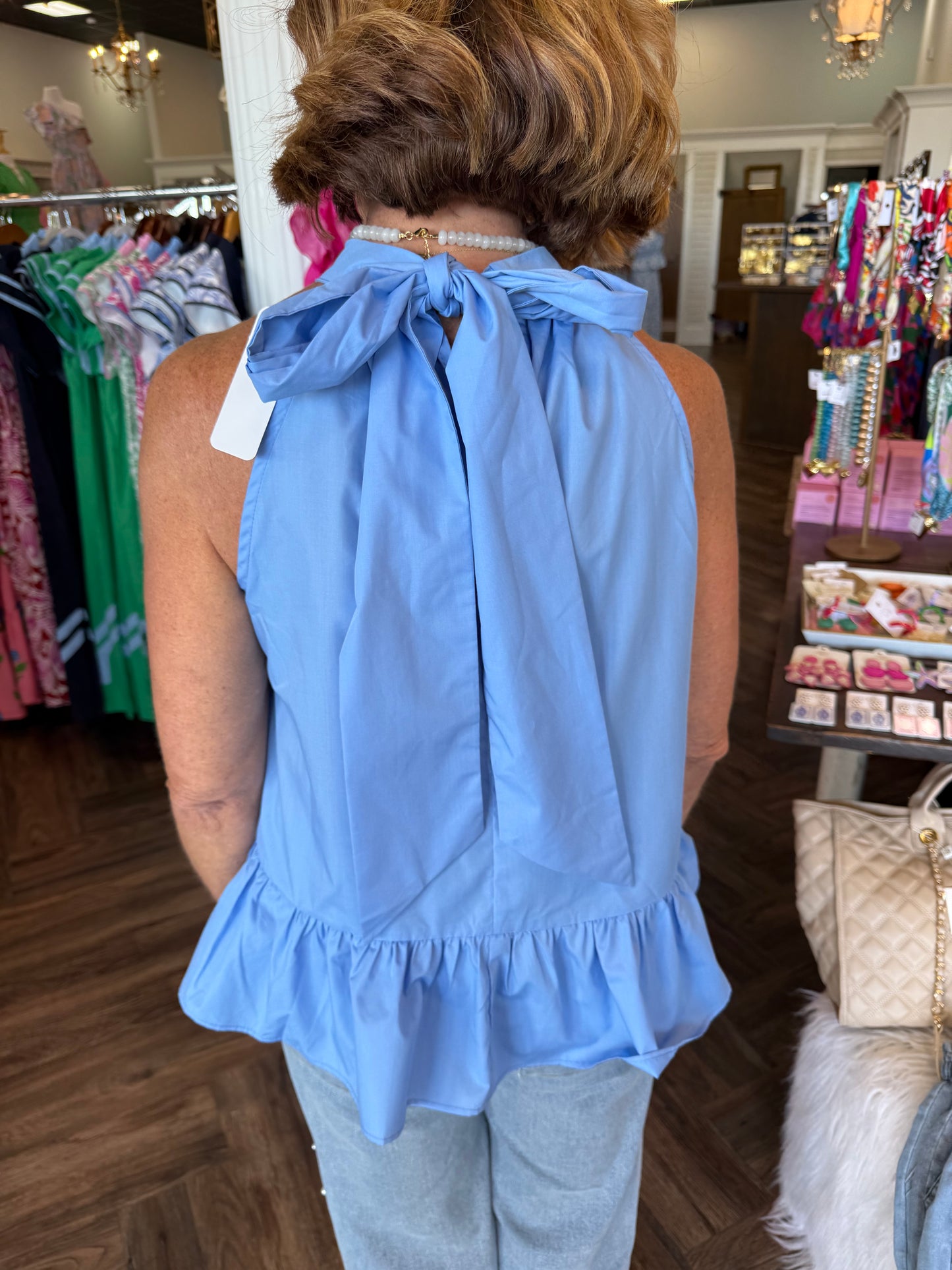 Peplum Style Bow Back Top