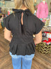 Key Hole Ruched Top: Black