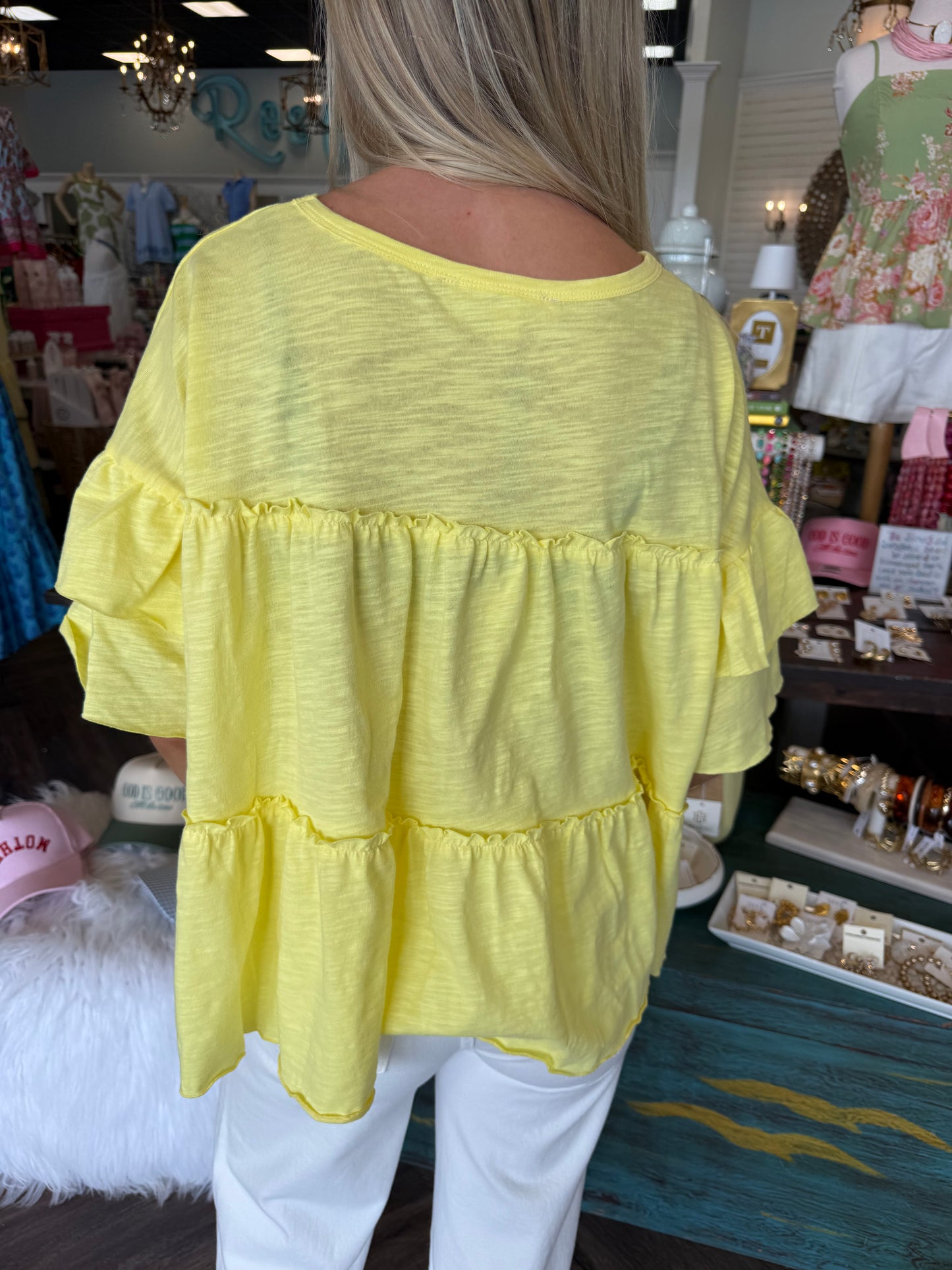 Ruffle Tiered Top: Lemon