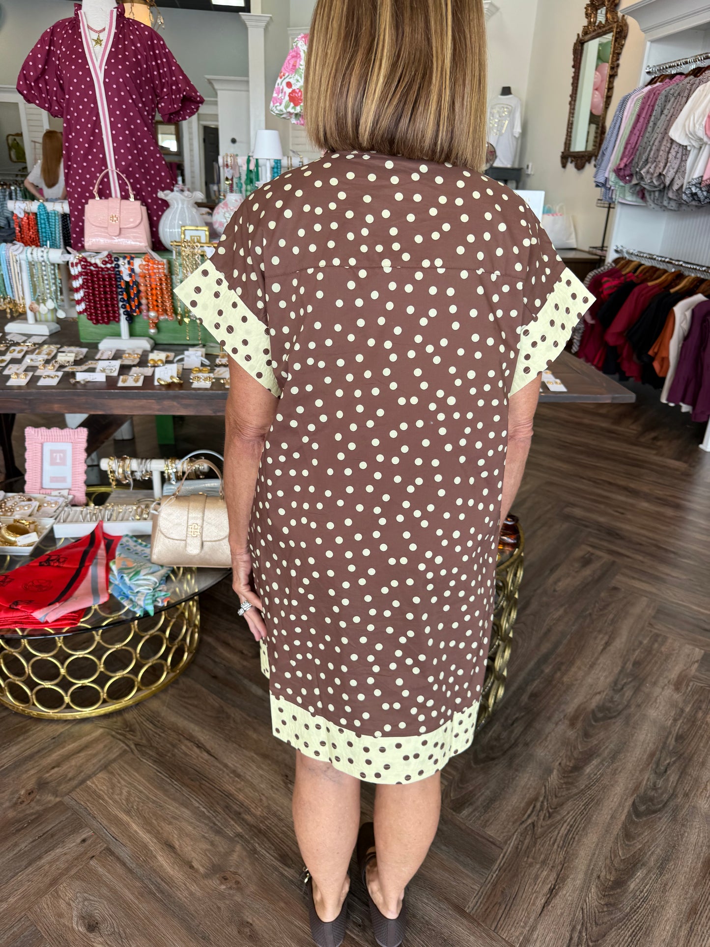 Golden Hour Dots Dress: Brown
