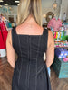 Exposed Stitch Midi Dress: Black