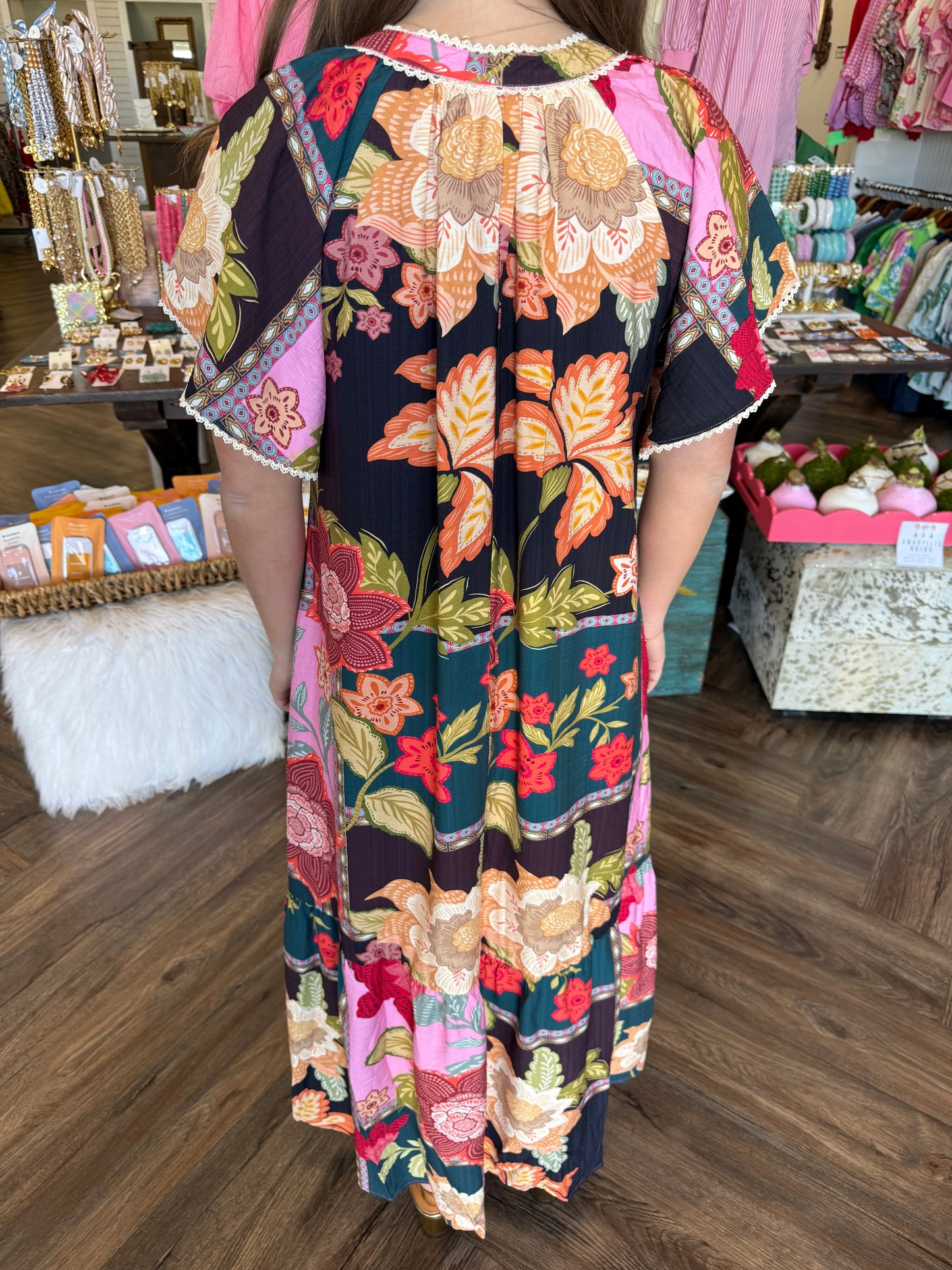 Tropical Contrast Maxi Dress