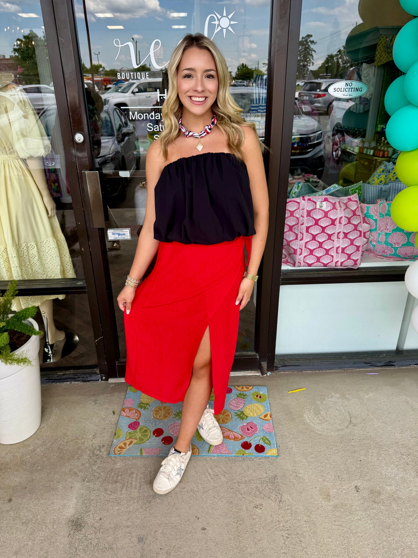 Red Linen Wrap Skirt