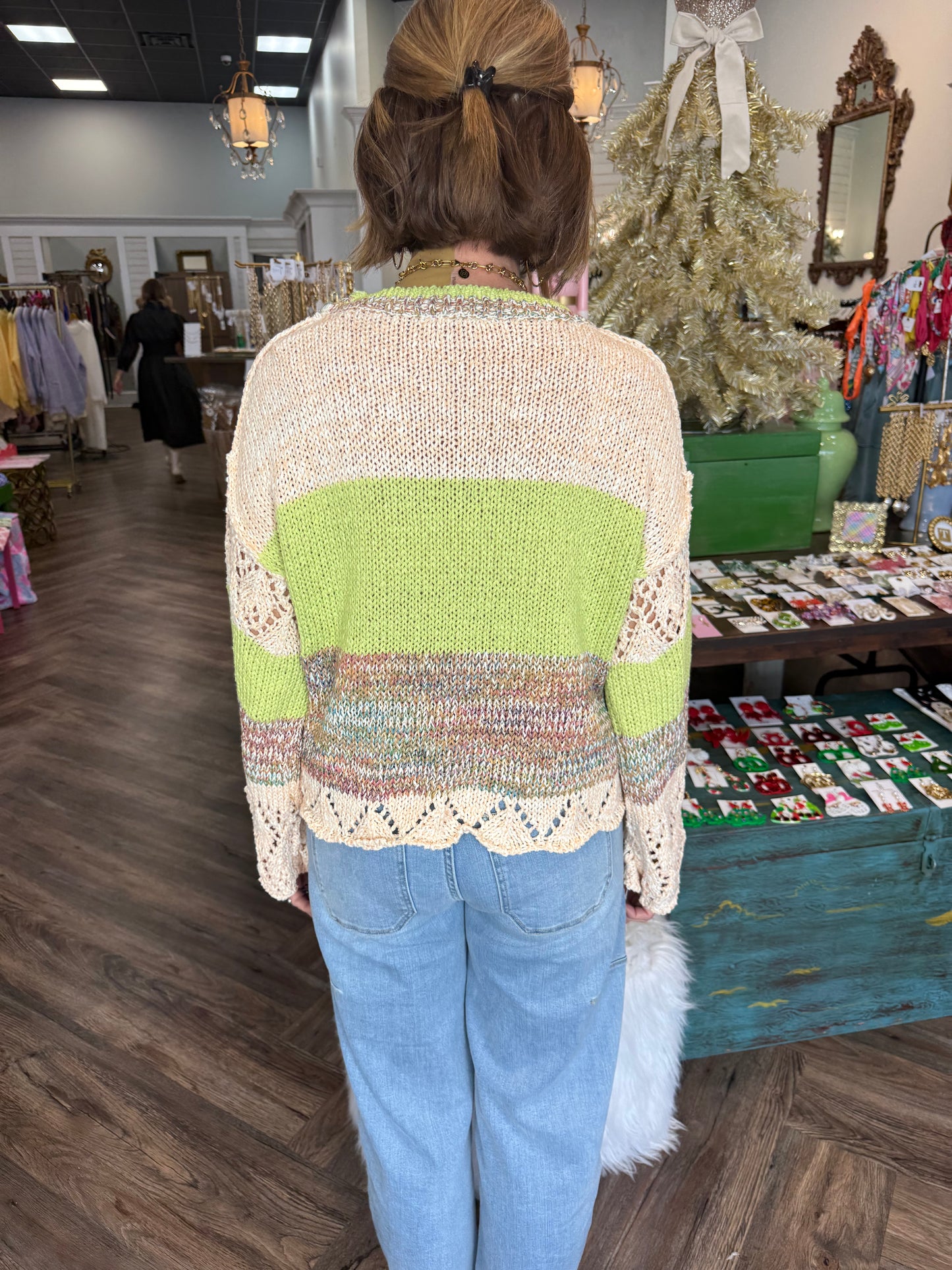 Lime striped sweater