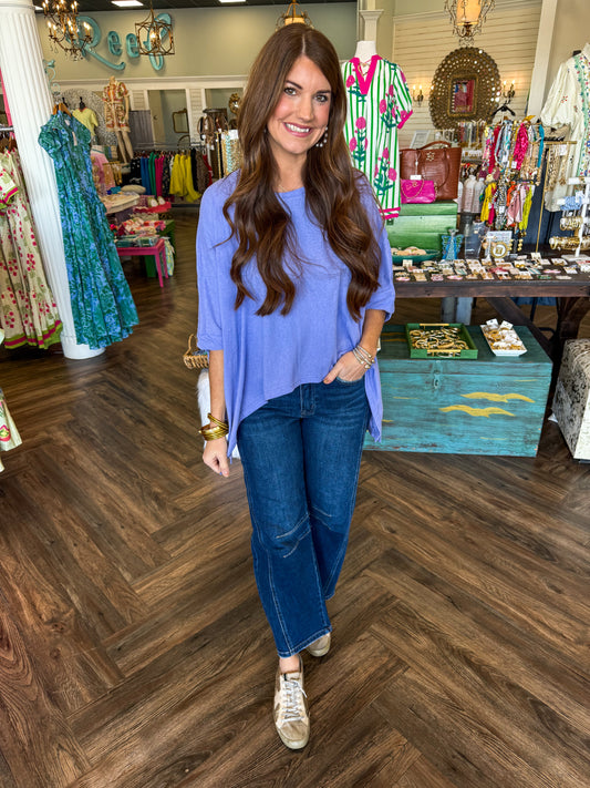 Margaret Round Neck Top: Lavender