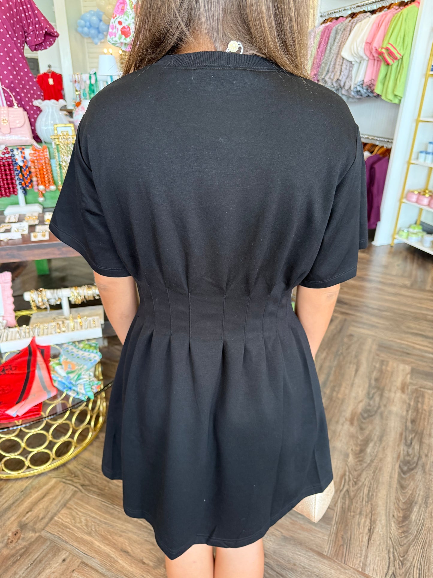 Scuba Synched Dress: Black