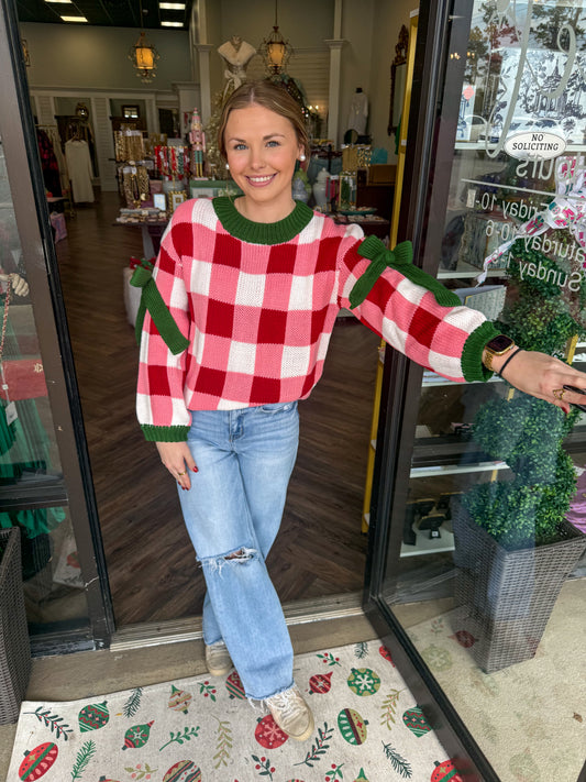 Bow Check Sweater