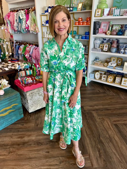 Green Palm Midi Dress