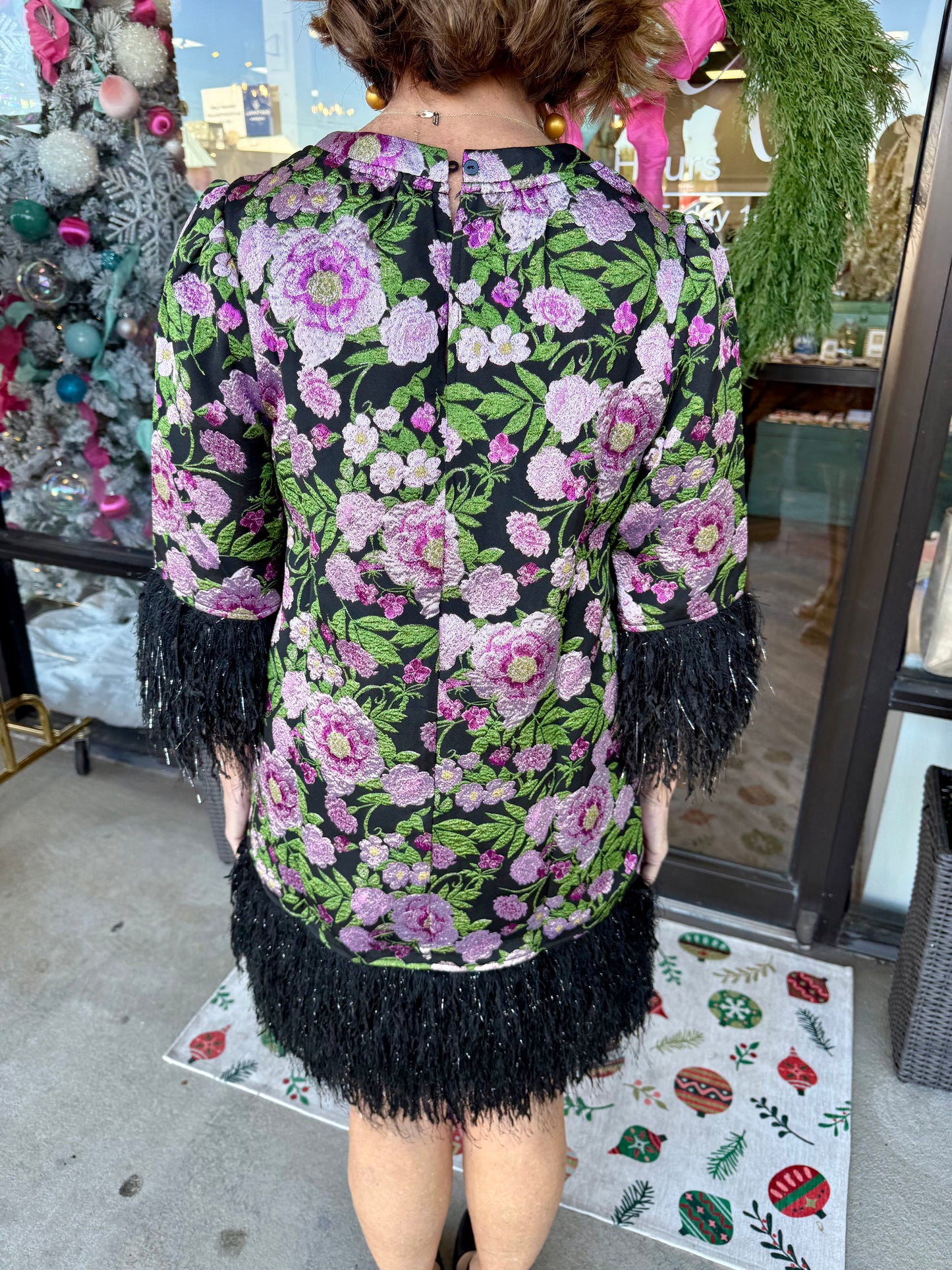 Ostritch Feather Jacquard Dress