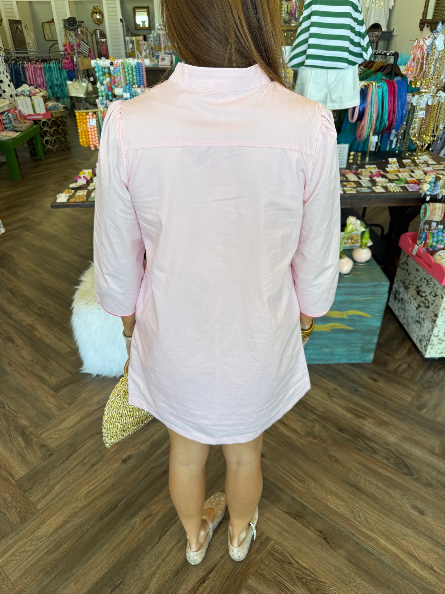 Oriental Clasp Dress: Pink