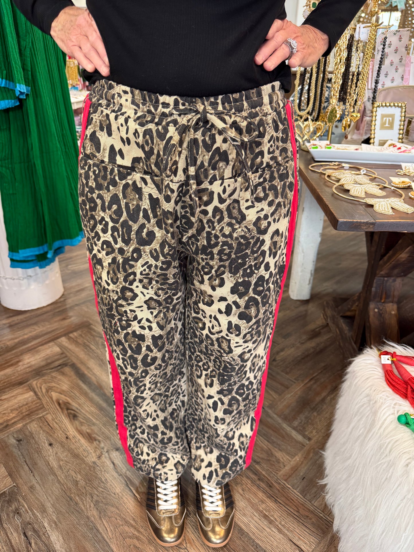 Cheetah Red Drawstring Pant
